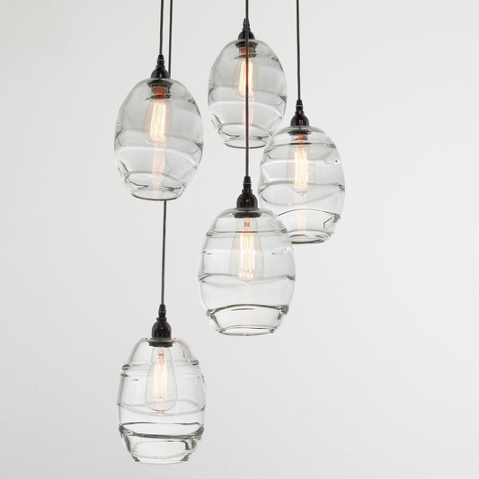 Ellisse 5-Light Multipoint Pendant - Matte Black/Optic Clear