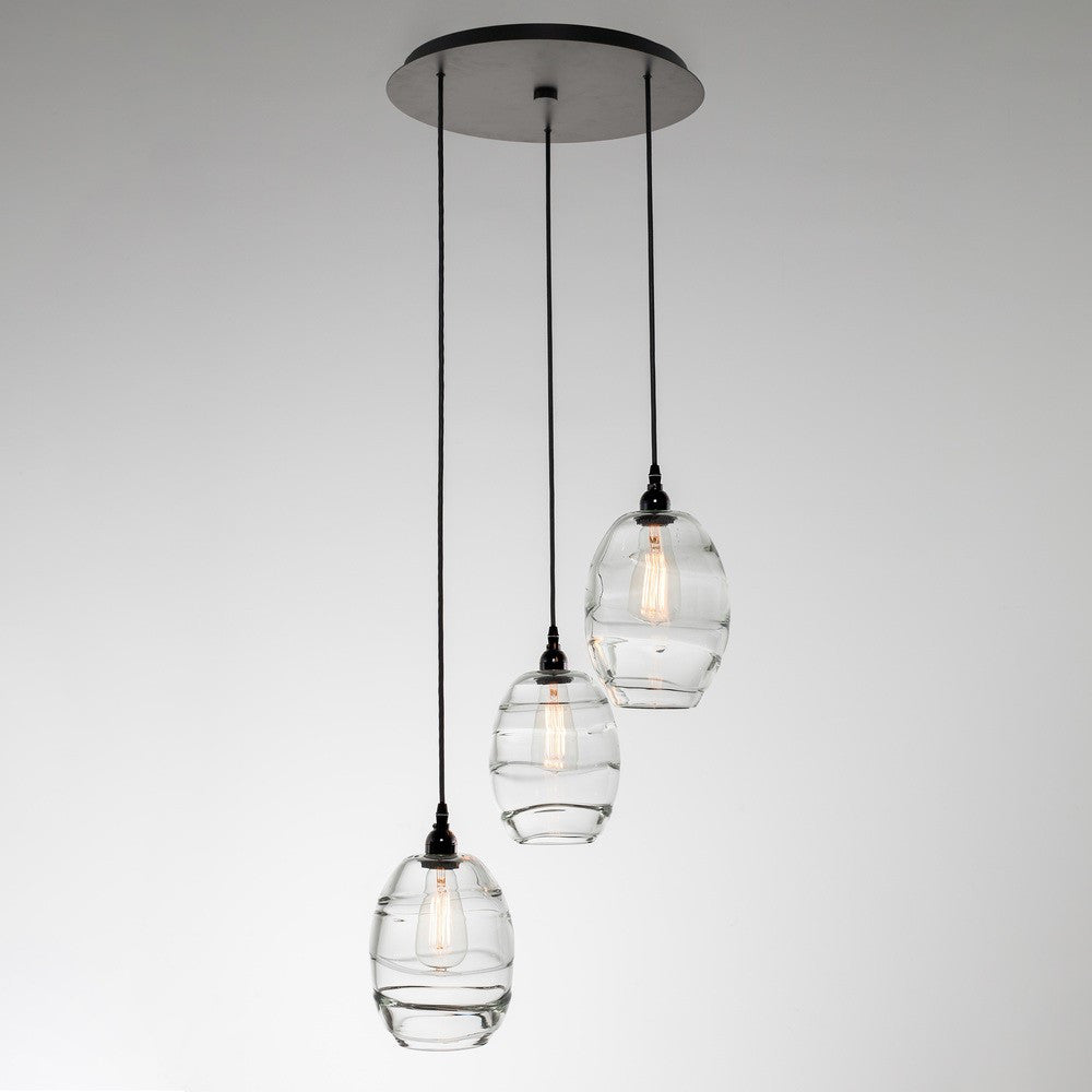 Ellisse 3-Light Multipoint Pendant - Matte Black/Optic Clear