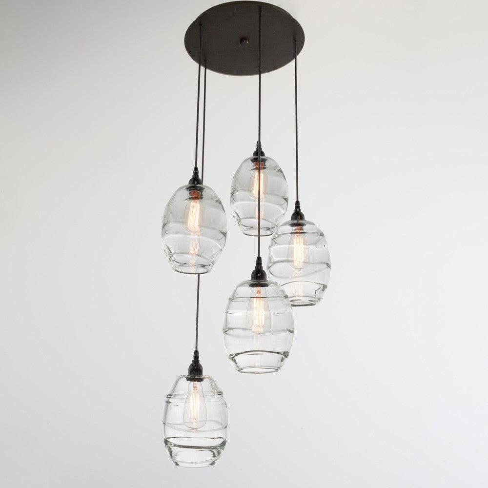 Ellisse 5-Light Multipoint Pendant - Matte Black/Optic Clear