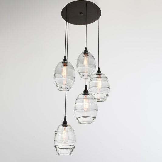 Ellisse 5-Light Multipoint Pendant - Matte Black/Optic Clear