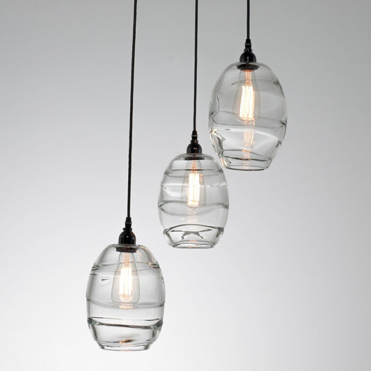 Ellisse 3-Light Multipoint Pendant - Matte Black/Optic Clear