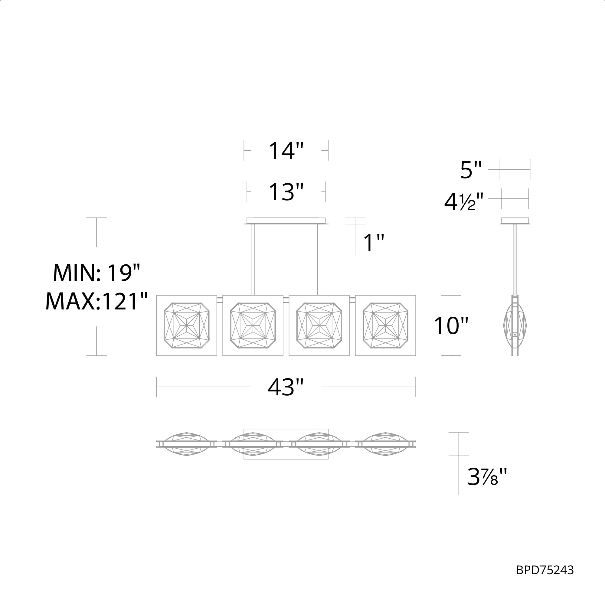 Enchante LED Linear Suspension Light - Diagram