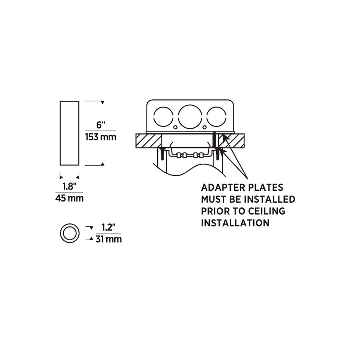 Entra 2" LED Fixed Cylinder Flush Mount - Diagram