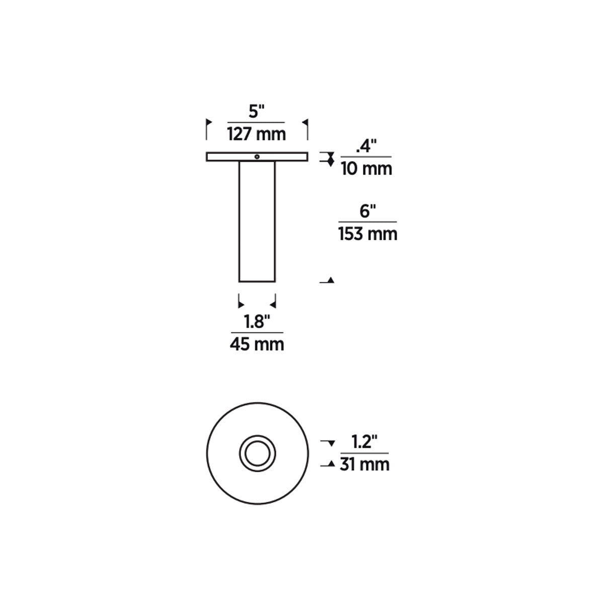 Entra 2" LED Fixed Cylinder Surface Mount - Diagram