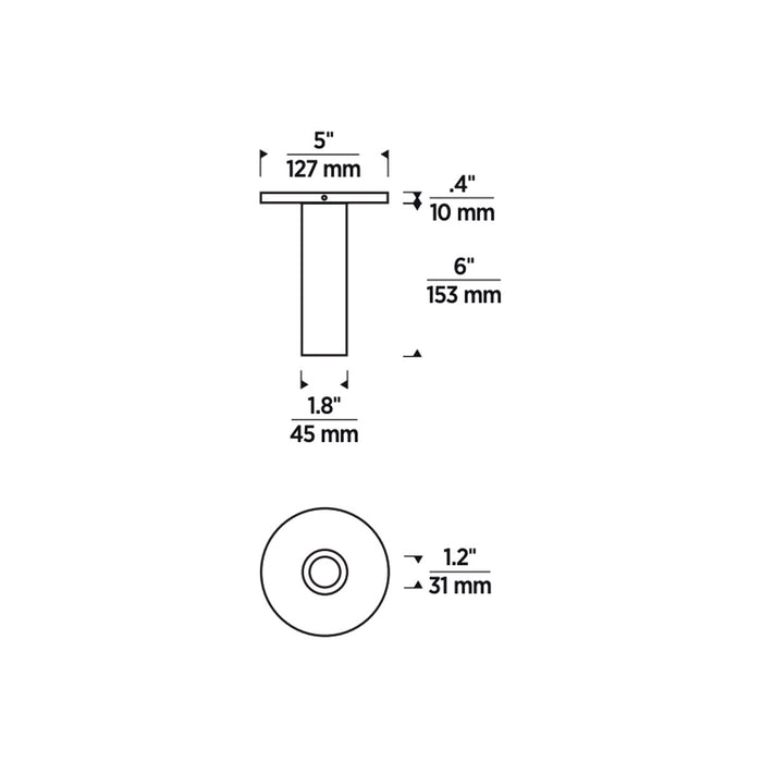 Entra 2" LED Fixed Cylinder Surface Mount - Diagram