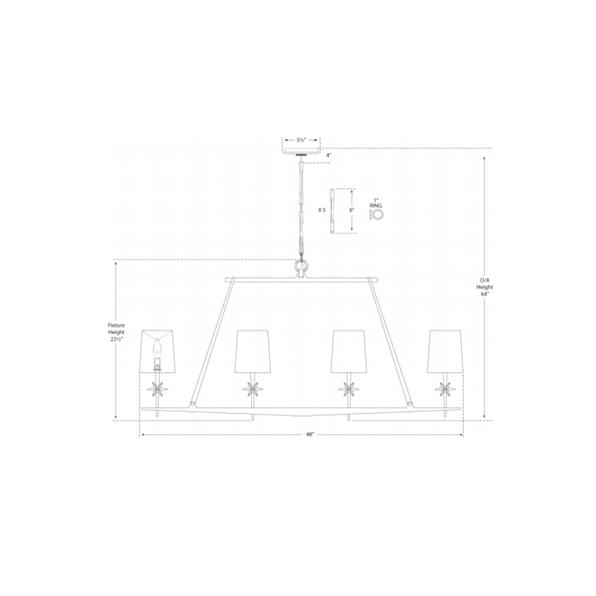 Etoile Linear Chandelier - Diagram