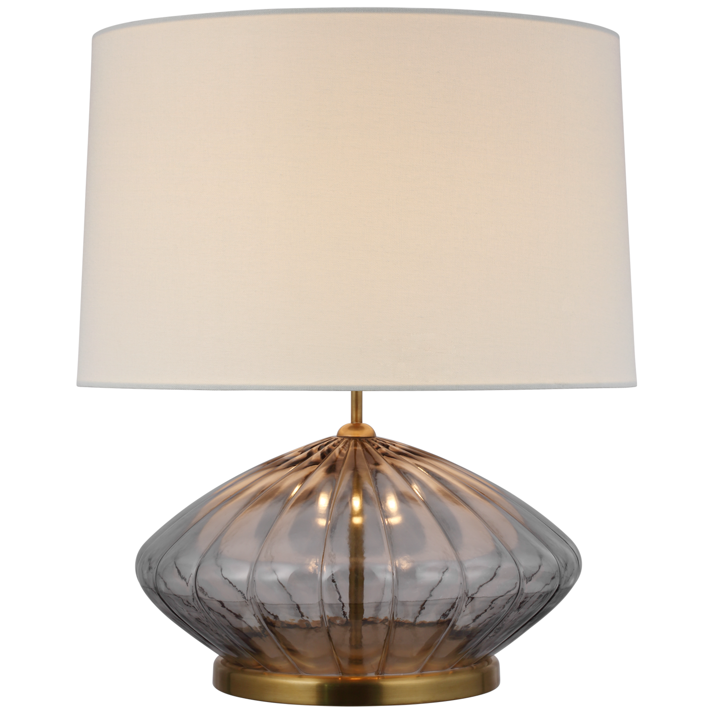 Everleigh Medium Fluted Table Lamp - Smoked Glass