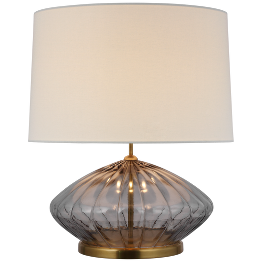 Everleigh Medium Fluted Table Lamp - Smoked Glass