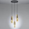 Load image into Gallery viewer, Excalibur 3-Light Pendant - Brushed Brass/Sand Black Finish
