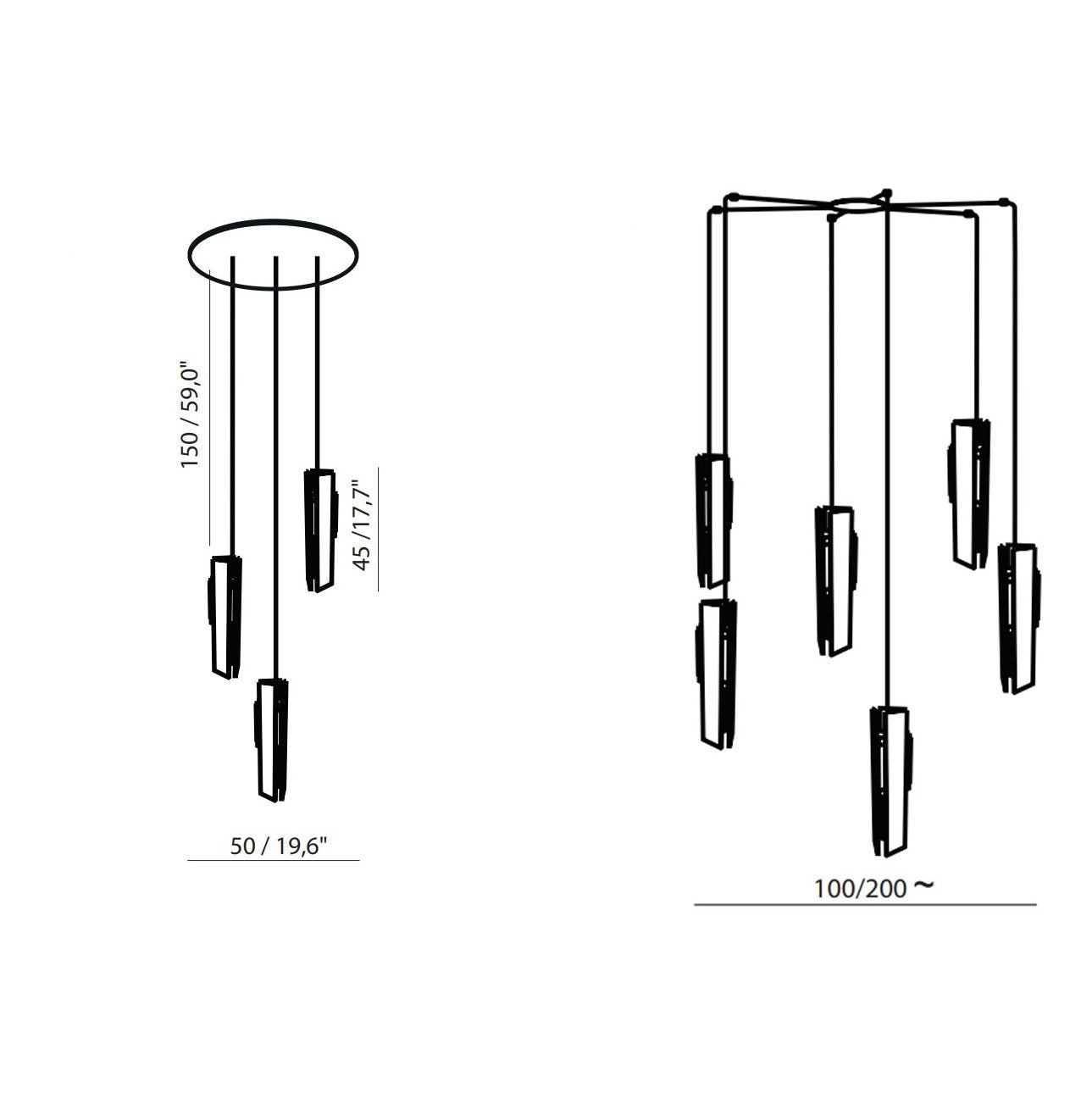 Excalibur Multi Light Pendant - Diagram