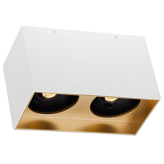 Exo Dual Ceiling Light - Matte White/Gold Haze Finish