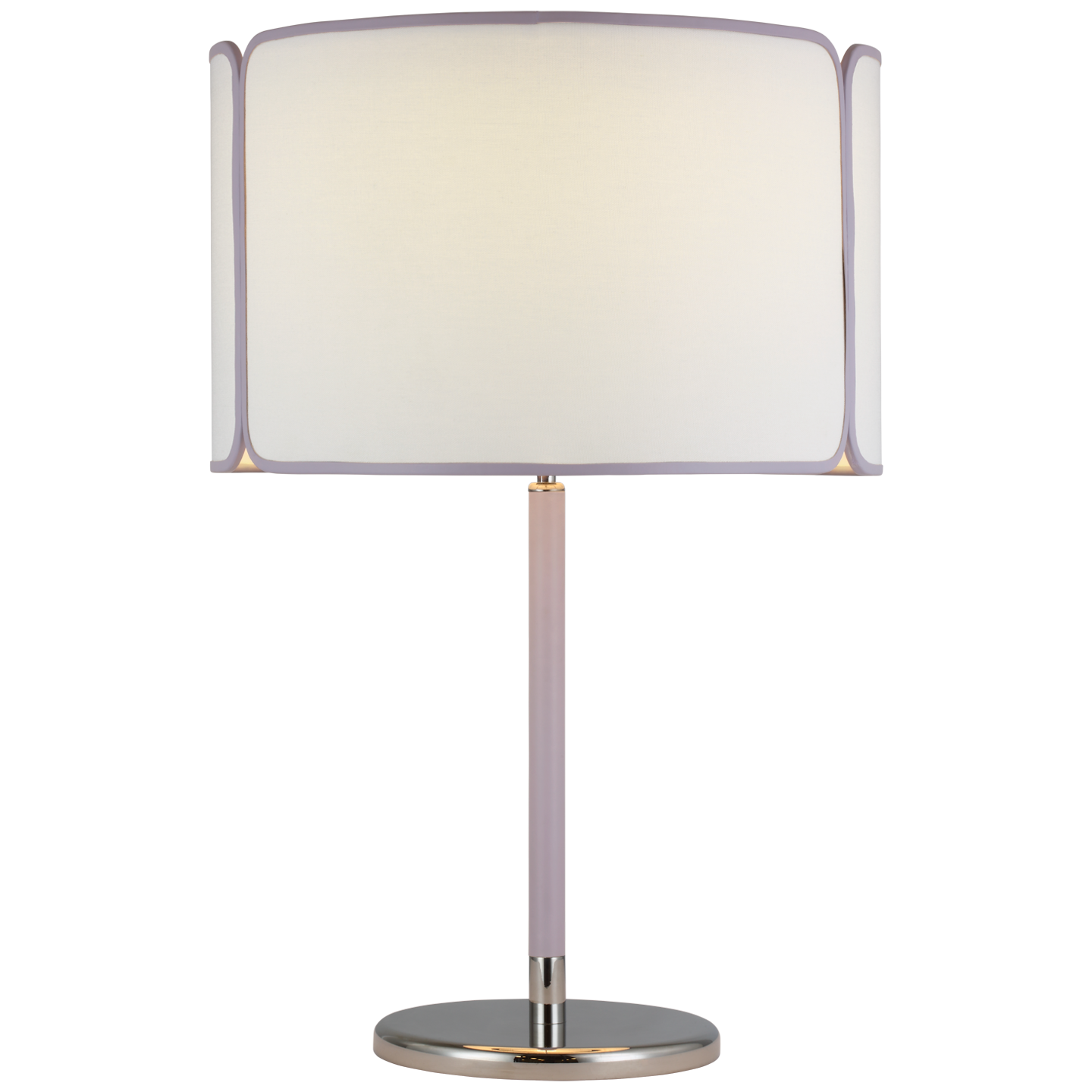 Eyre Medium Table Lamp - Polished Nickel Finish Lilac Leather Shade