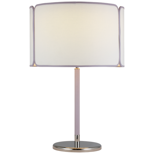 Eyre Medium Table Lamp - Polished Nickel Finish Lilac Leather Shade