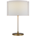 Load image into Gallery viewer, Eyre Medium Table Lamp - Soft Brass Finish Cream Leather Shade
