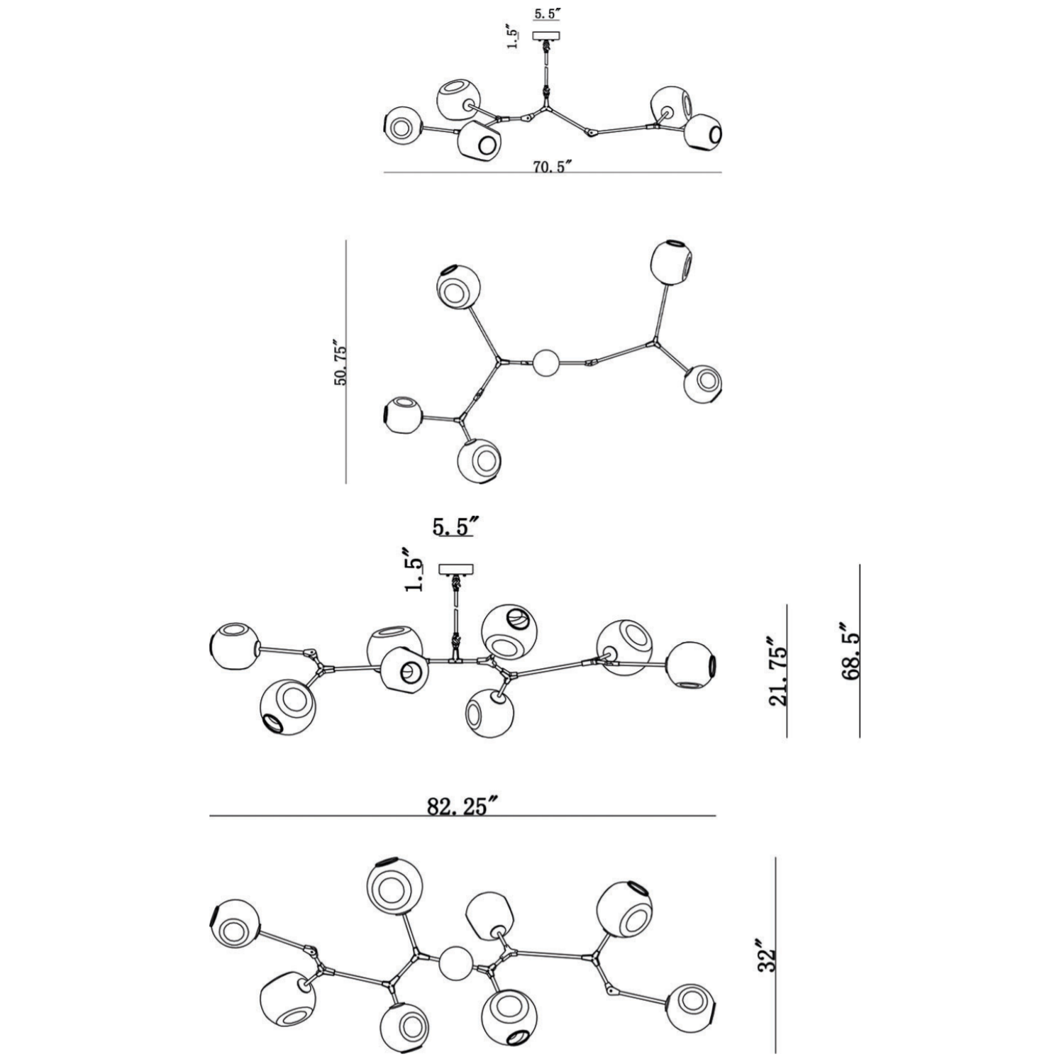 Fairfax Chandelier - Diagram