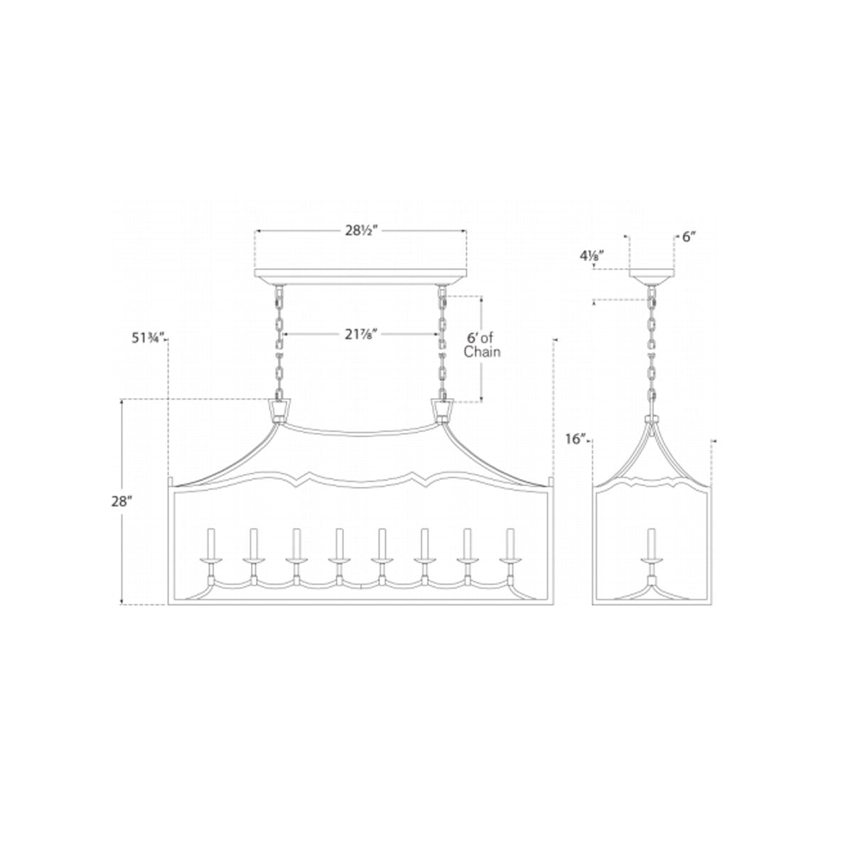 Fancy Darlana Large Linear Pendant - Diagram