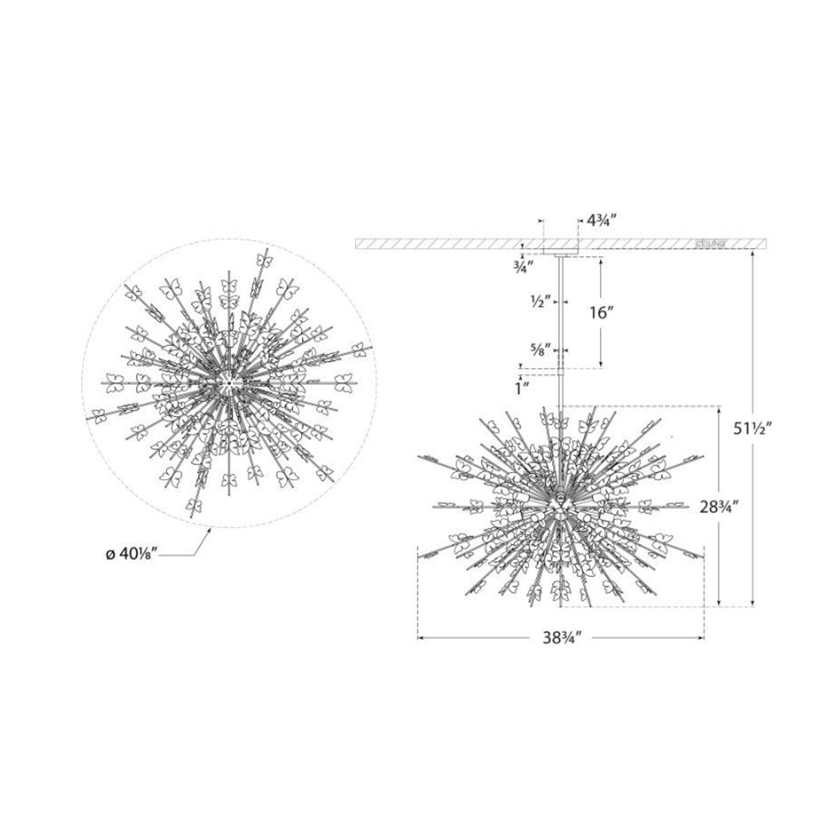 Farfalle Large Chandelier - Diagram