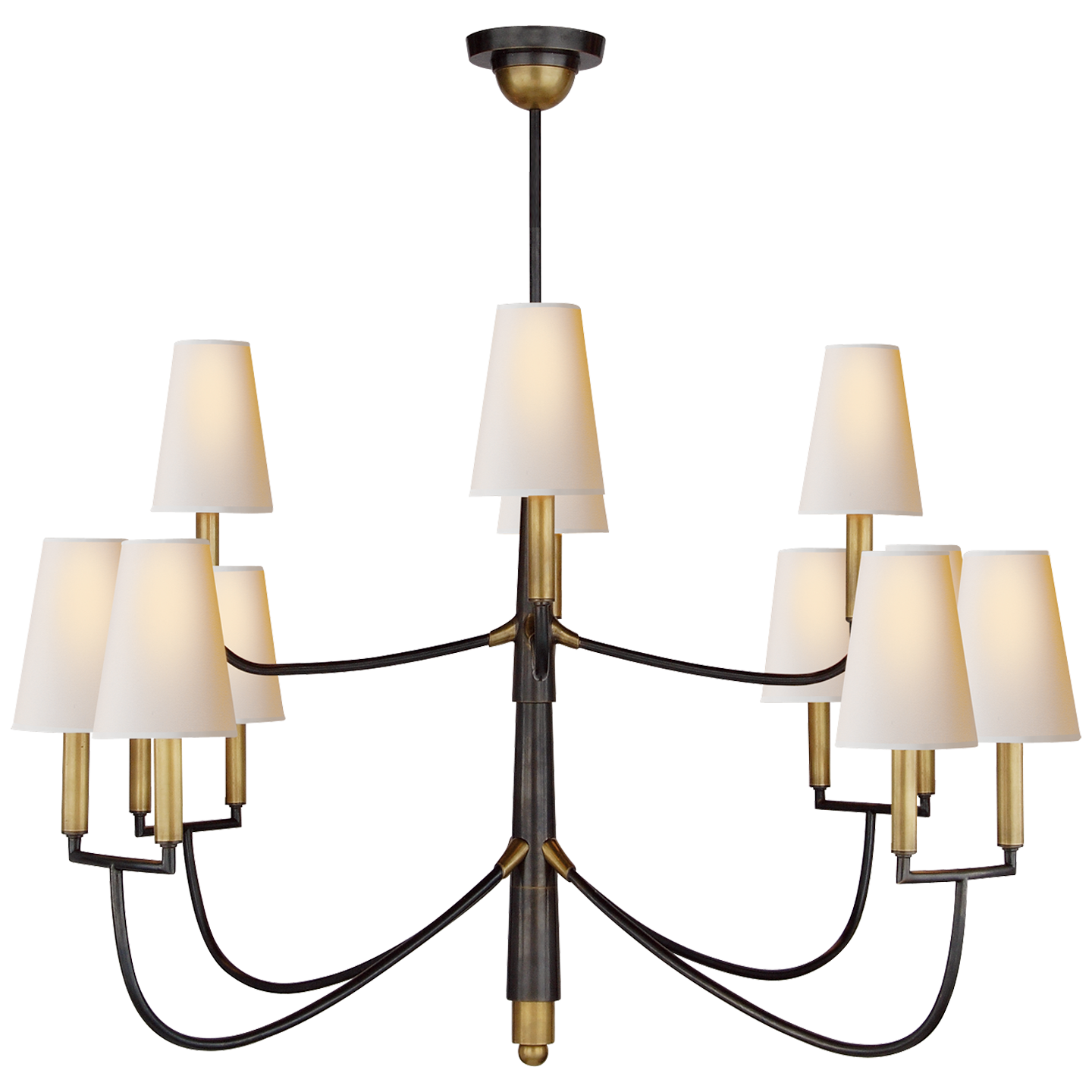 Farlane Large Chandelier - Bronze with Hand-Rubbed Antique Brass