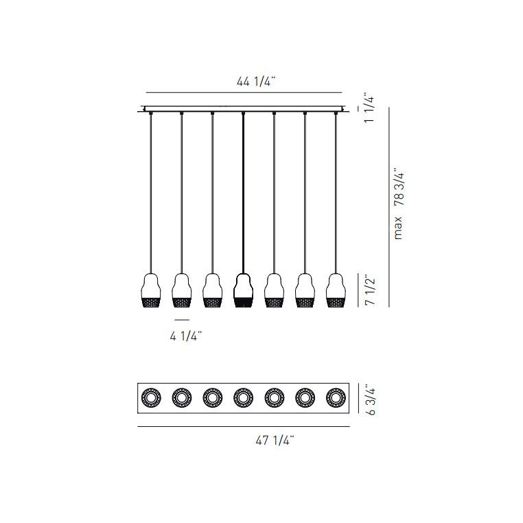 Fedora LED Multi-Light Linear Suspension - Diagram