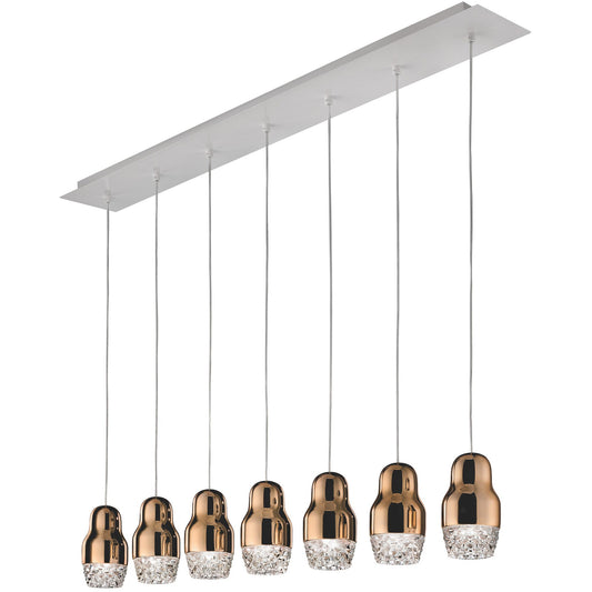 Fedora LED Multi-Light Linear Suspension - Rose Gold Finish