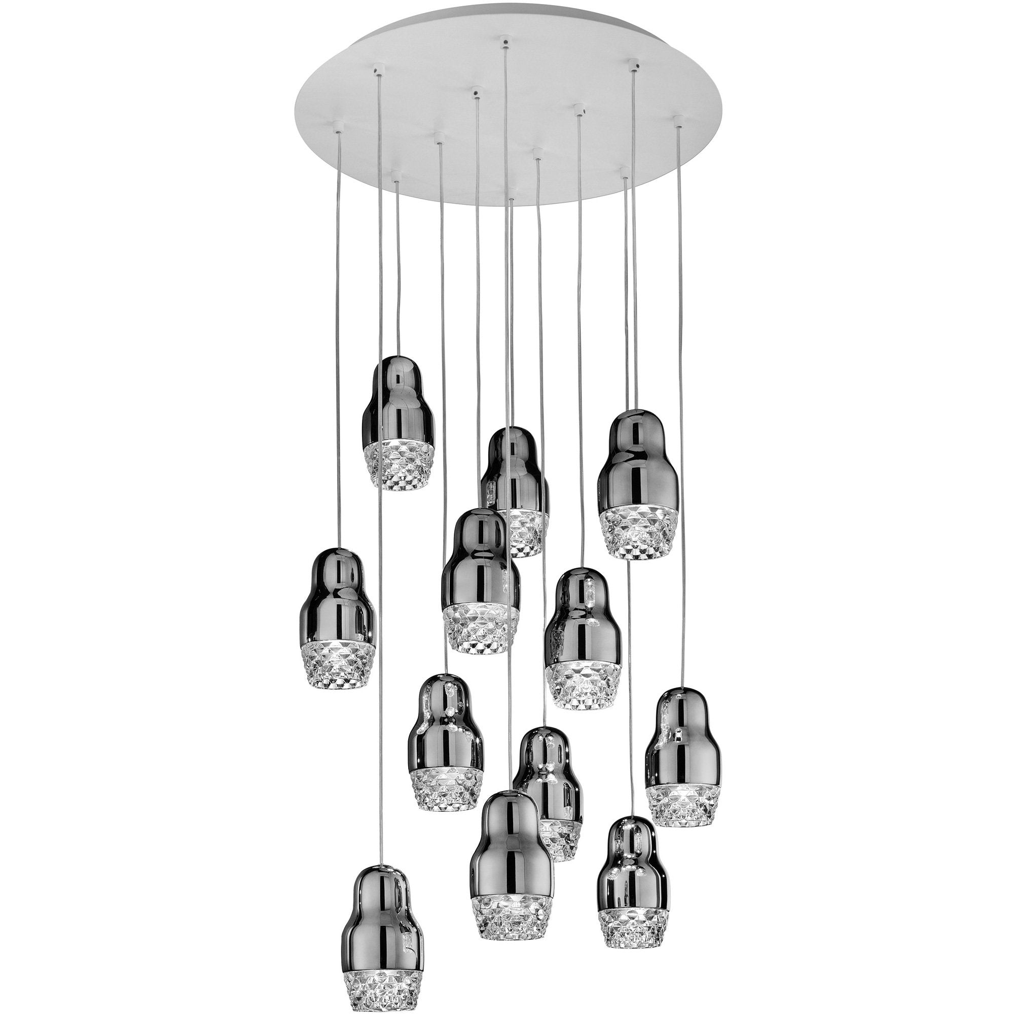 Fedora LED 12-Light Pendant - Chrome Finish