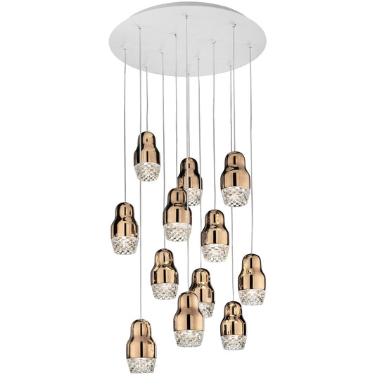 Fedora LED 12-Light Pendant - Rose Gold Finish