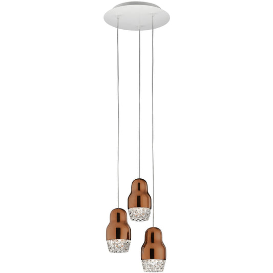 Fedora LED 3-Light Pendant - Bronze Finish