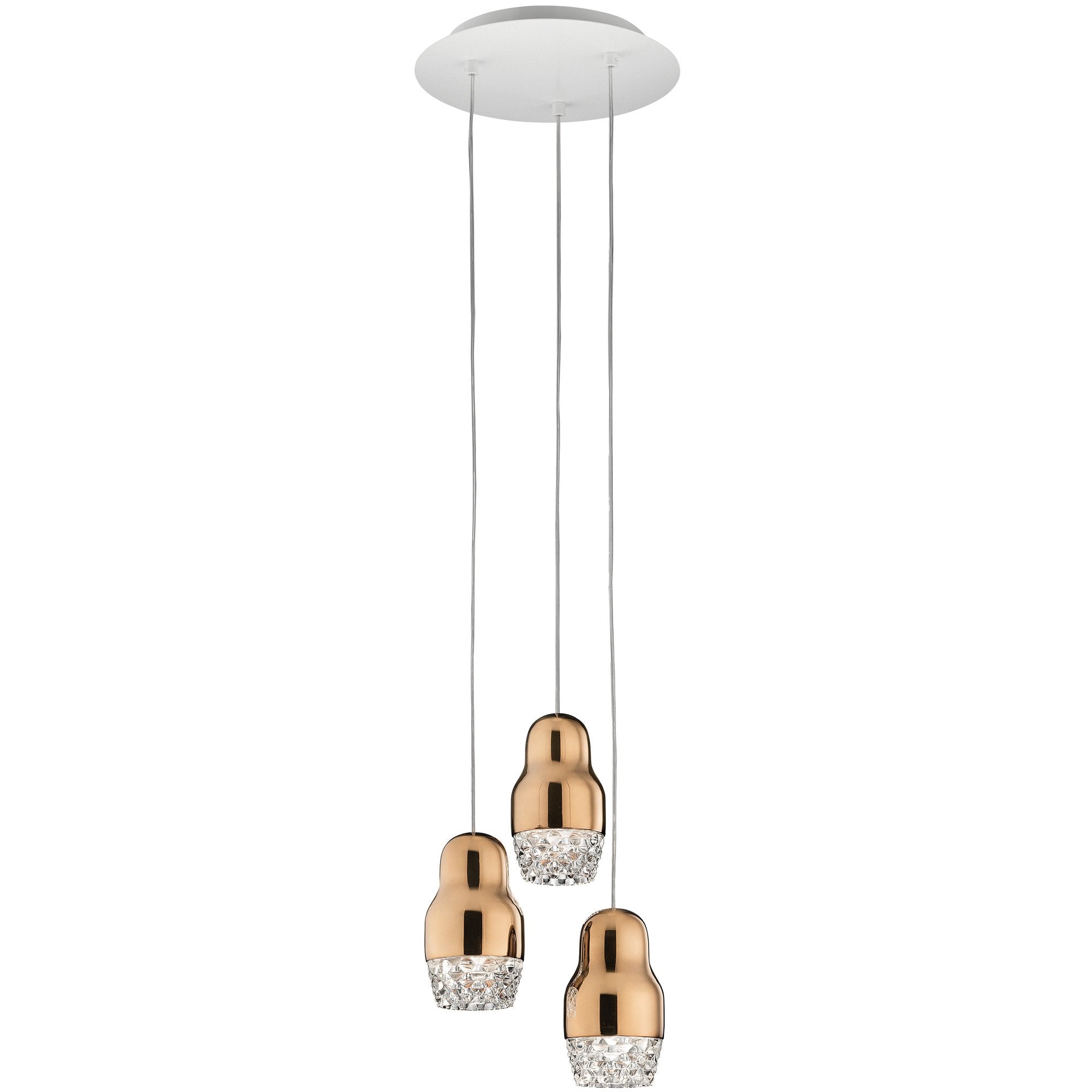 Fedora LED 3-Light Pendant - Rose Gold Finish