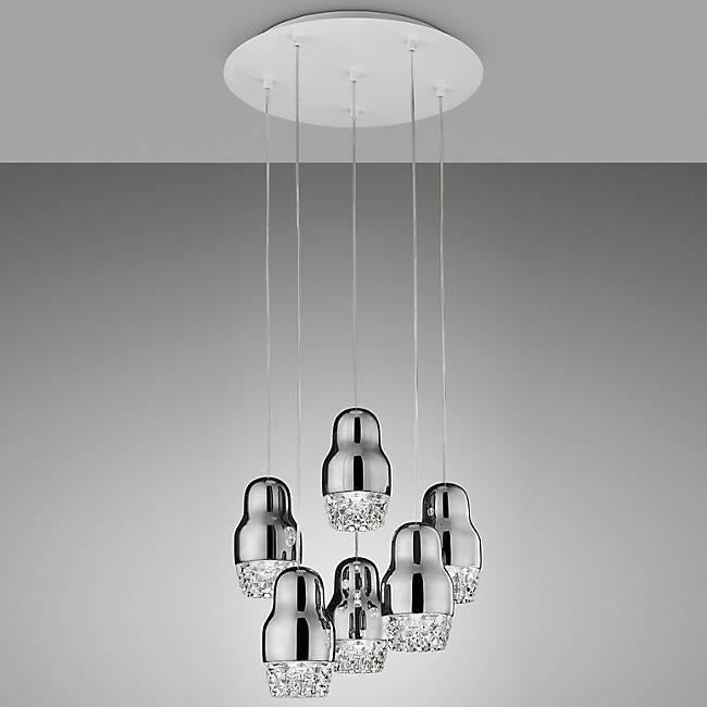 Fedora LED 6-Light Pendant - Chrome Finish