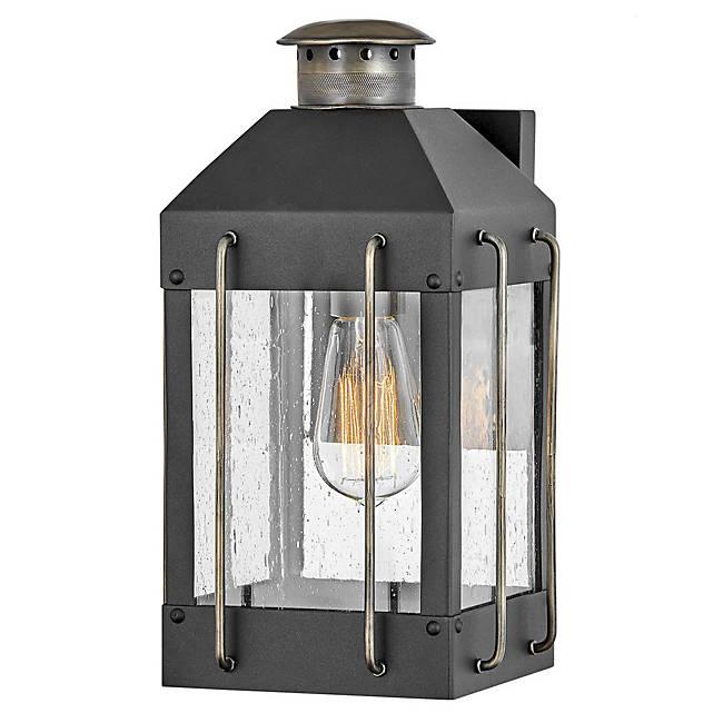 Fitzgerald Small Outdoor Wall Sconce - Textured Black with Burnished Bronze accents