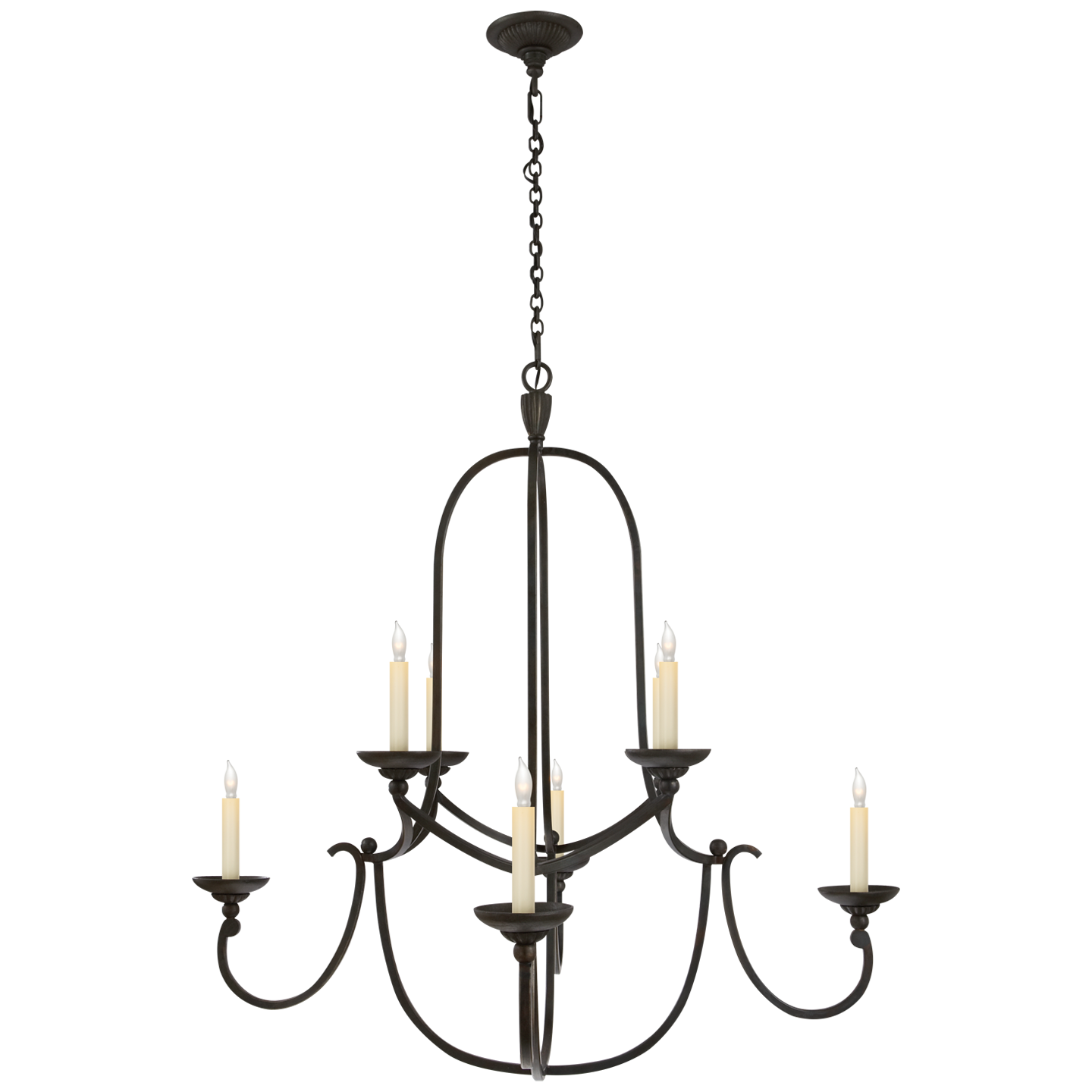 Flemish Medium Round Chandelier - Aged Iron Finish