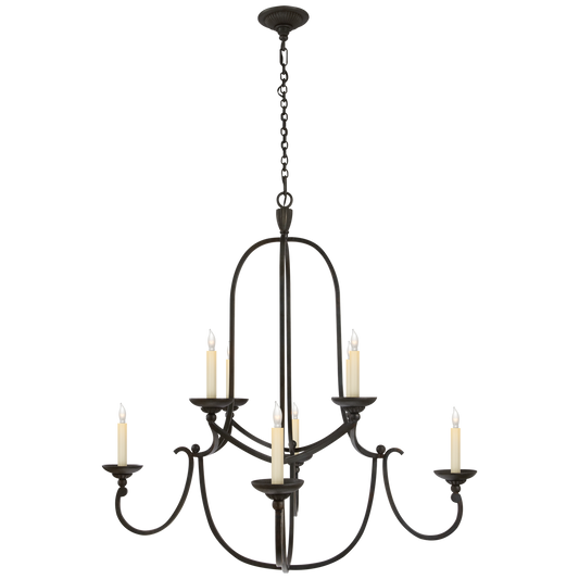 Flemish Medium Round Chandelier - Aged Iron Finish