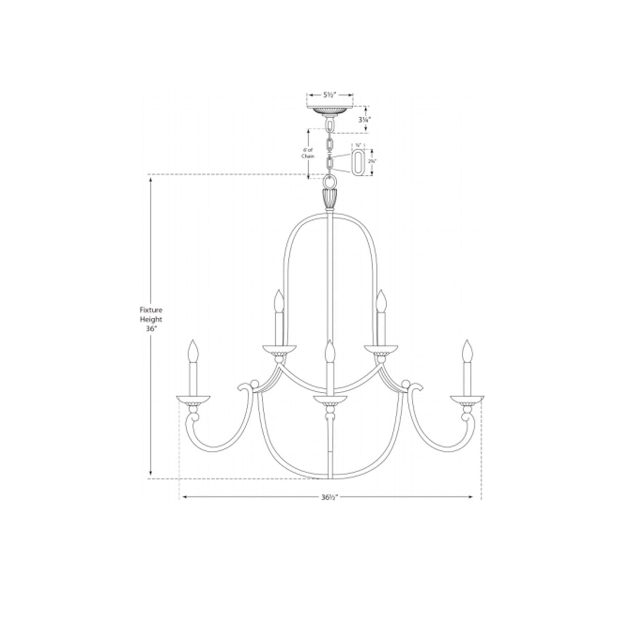 Flemish Medium Round Chandelier - Diagram