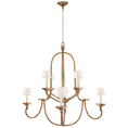 Load image into Gallery viewer, Flemish Medium Round Chandelier - Gilded Iron Finish Linen Shade
