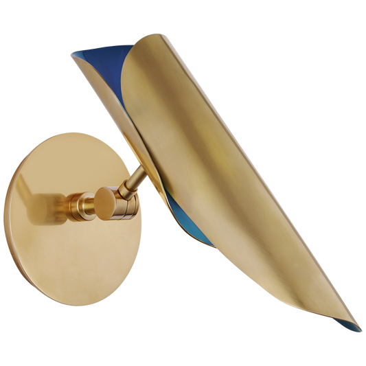 Flore Single Wall Light - Soft Brass/Rivera Blue Finish