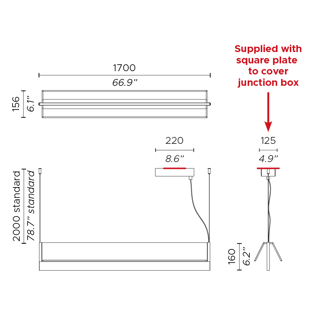 Fly LED Linear Suspension - Diagram