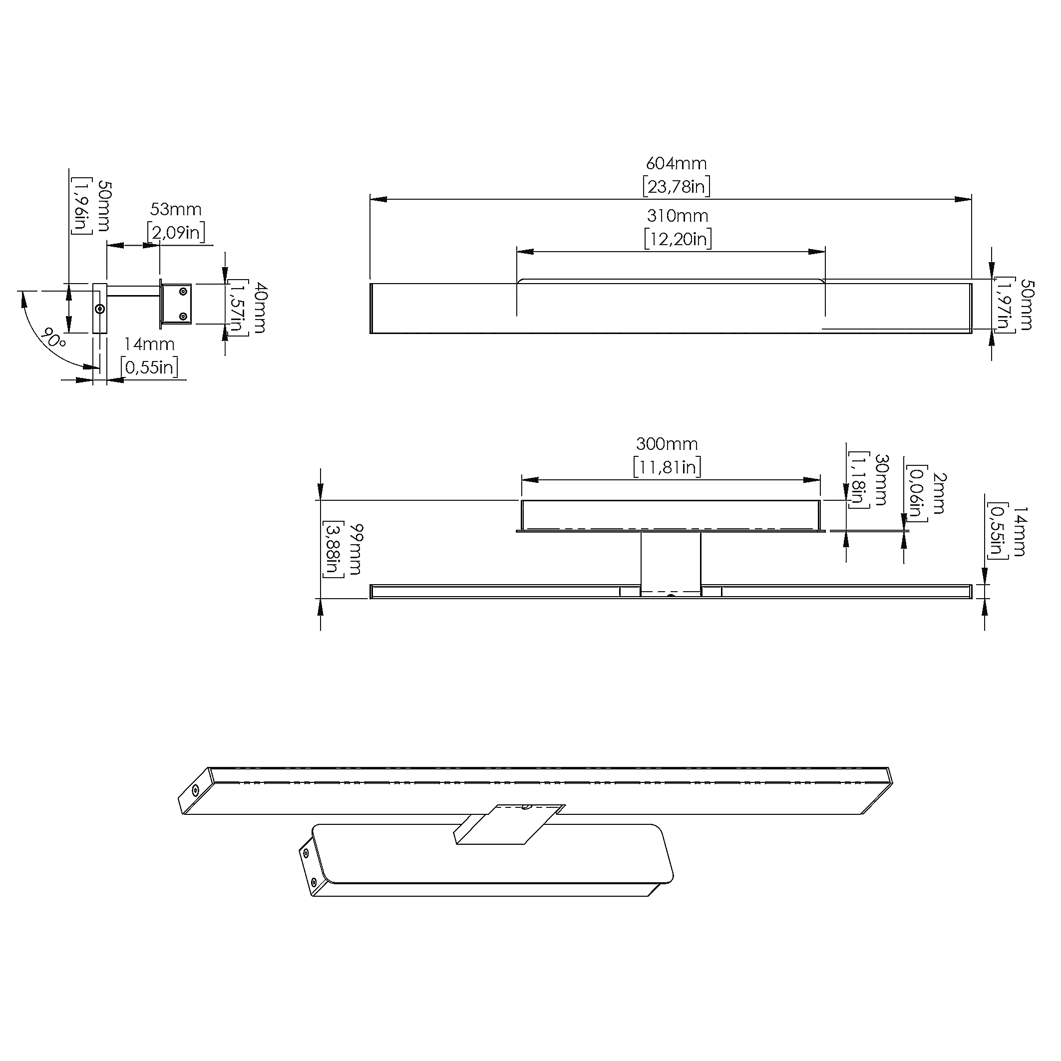 Fly LED Picture Light - Diagram