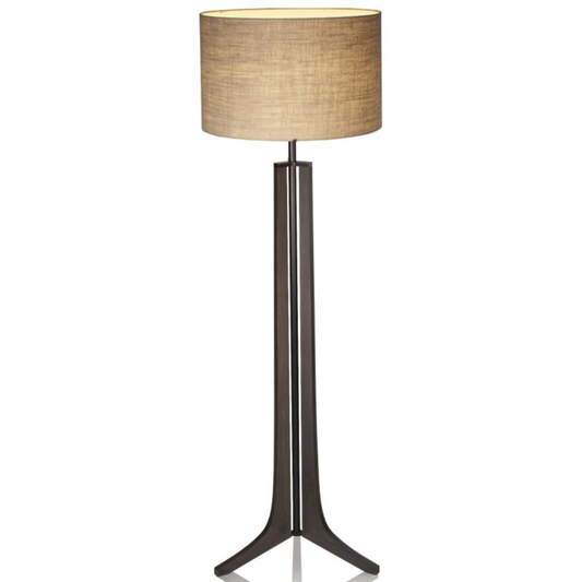 Forma LED Floor Lamp - Dark Stained Walnut / Burlap Shade / Black Anodized Finish