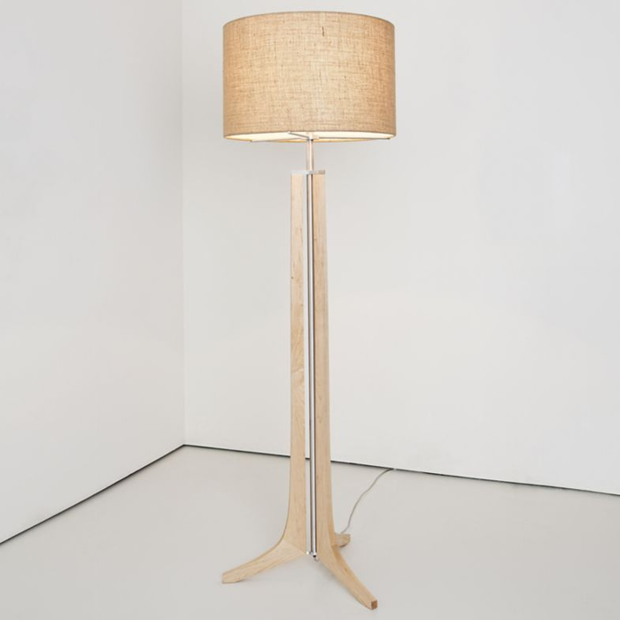Forma LED Floor Lamp - Forma LED Floor Lamp - Maple / Burlap Shade / Brushed Aluminum Finish