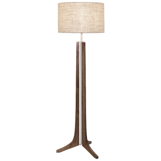Forma LED Floor Lamp - Oiled Walnut / Burlap Shade / Brushed Aluminum Finish