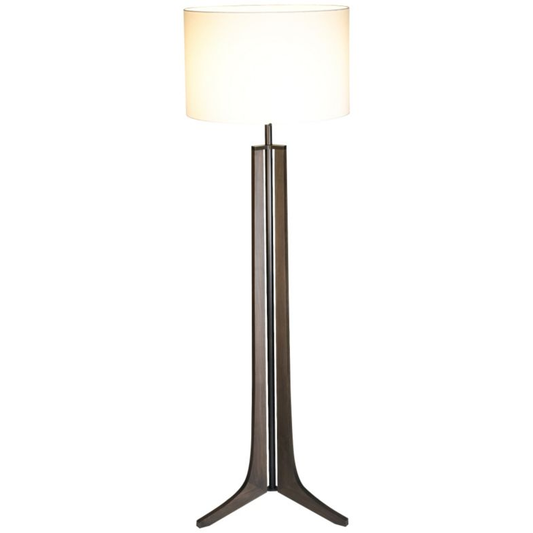 Forma LED Floor Lamp - Dark Stained Walnut / White Linen Shade / Black Anodized Finish