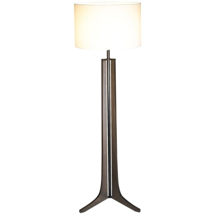 Forma LED Floor Lamp - Dark Stained Walnut / White Linen Shade / Black Anodized Finish