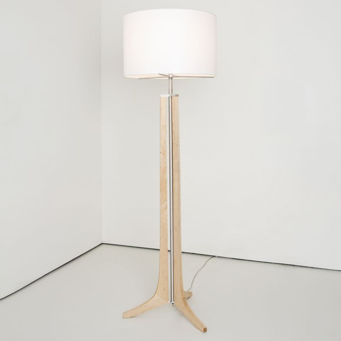 Forma LED Floor Lamp - Forma LED Floor Lamp - Maple / White Linen Shade / Brushed Nickel Finish