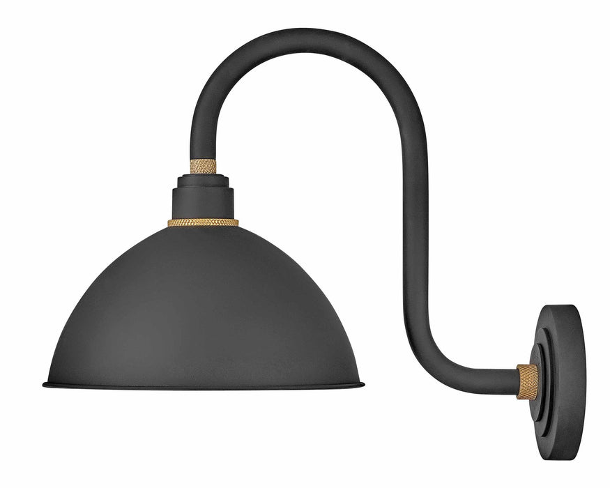 Foundry 12" Dome Shade Hook Arm Outdoor Wall Light - Textured Black/17" Height