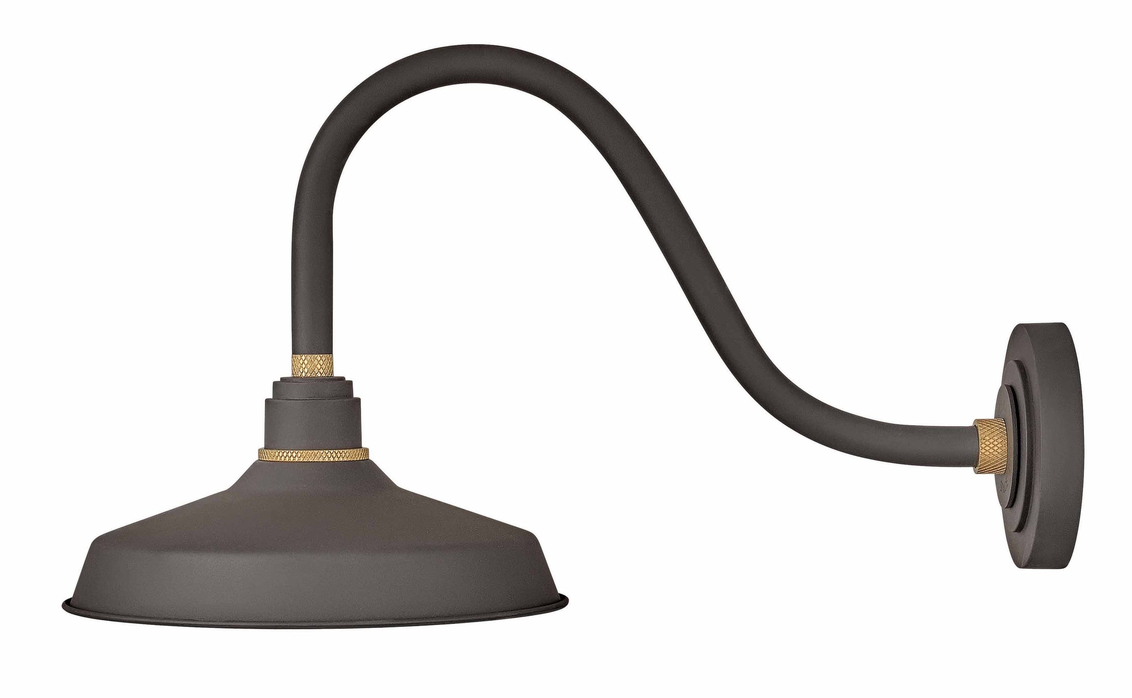 Foundry 12" Shade Curve Arm Outdoor Wall Light - Museum Bronze/18" Arm
