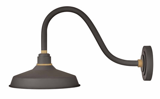 Foundry 12" Shade Curve Arm Outdoor Wall Light - Museum Bronze/18" Arm