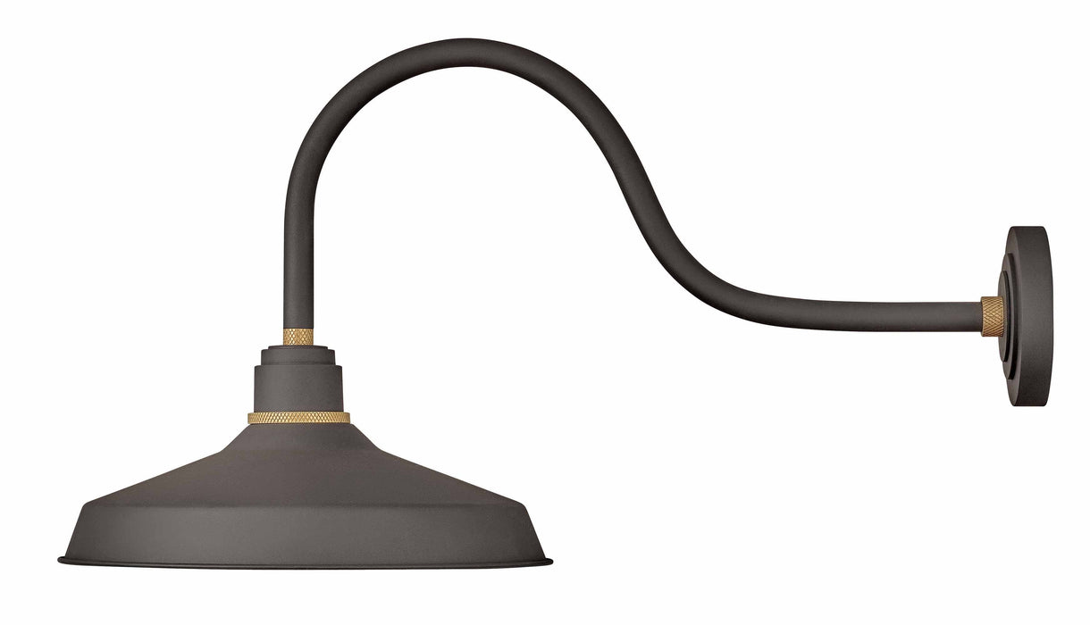 Foundry 16" Shade Curve Arm Outdoor Wall Light - Museum Bronze/25" Arm