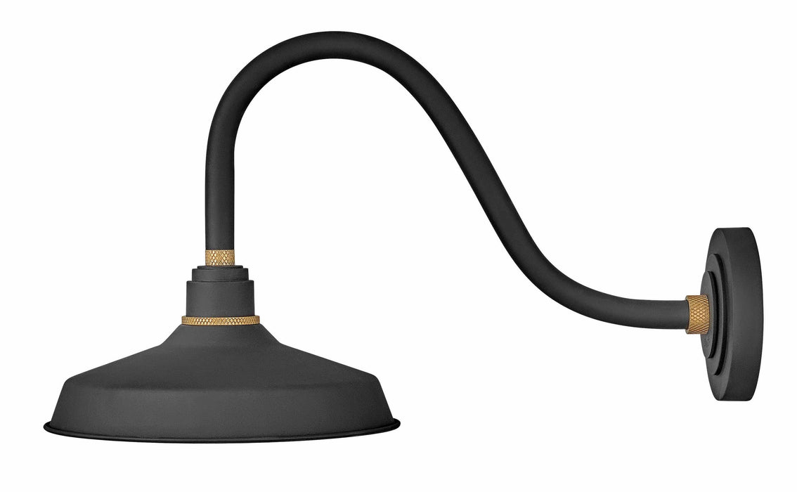 Foundry 12" Shade Curve Arm Outdoor Wall Light - Textured Black/18" Arm
