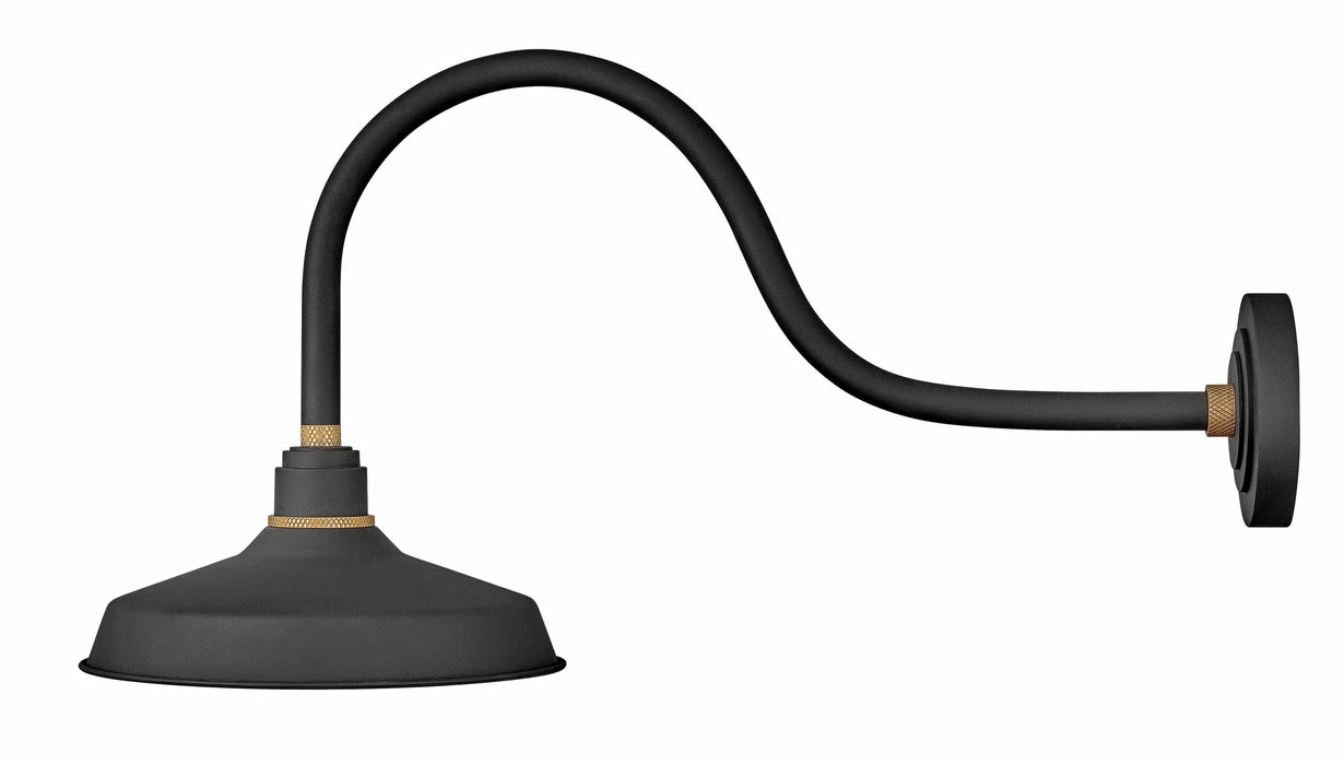 Foundry 12" Shade Curve Arm Outdoor Wall Light - Textured Black/25" Arm