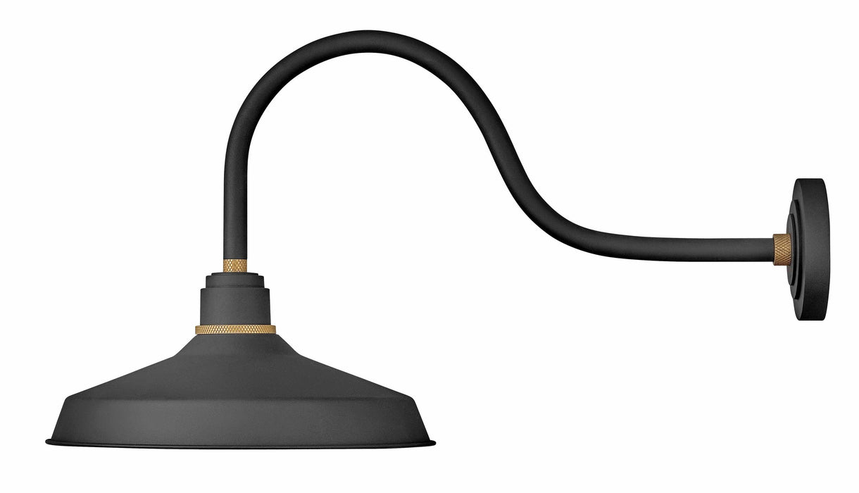 Foundry 16" Shade Curve Arm Outdoor Wall Light - Textured Black/25" Arm